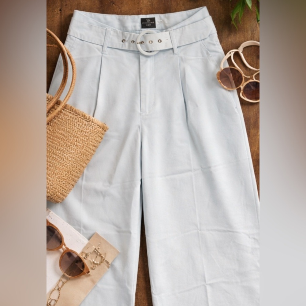 House of Harlow 1960 Baby Blue Belted Wide Leg Trouser Pants Size 4 NEW - Picture 6 of 8
